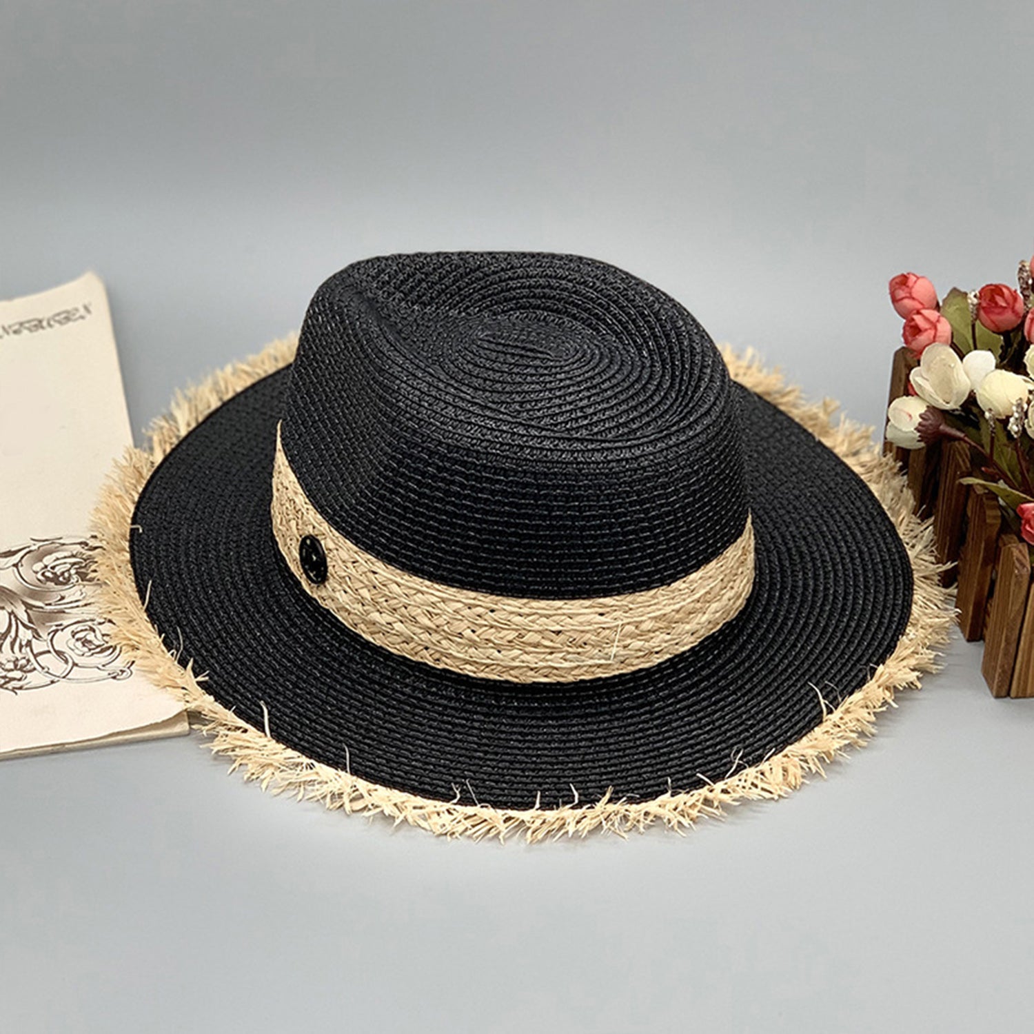 Raw Hem Raffia Hat Trendsi