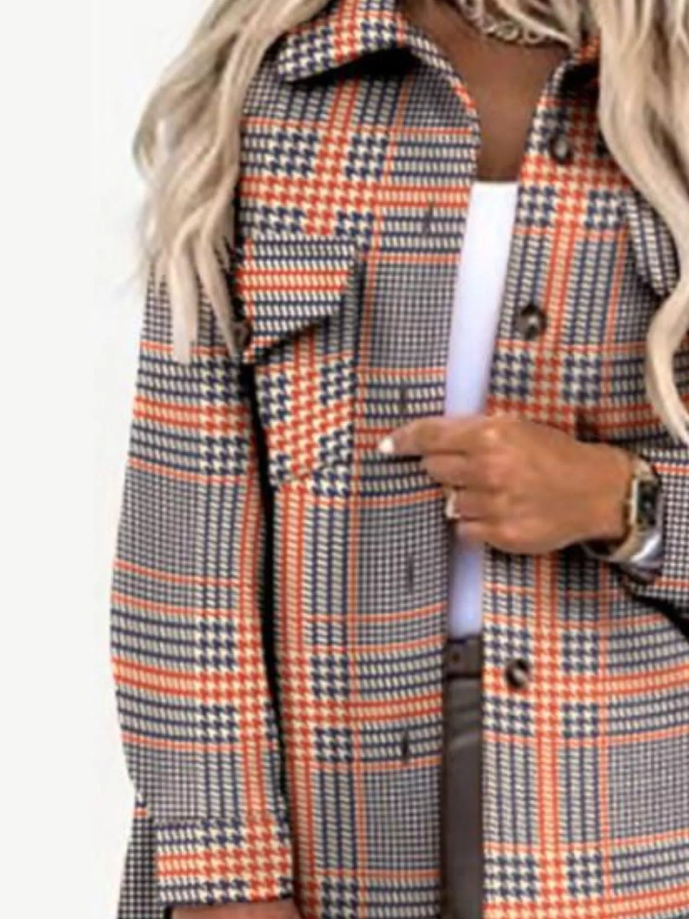 Button Up Long Sleeve Plaid Outerwear 