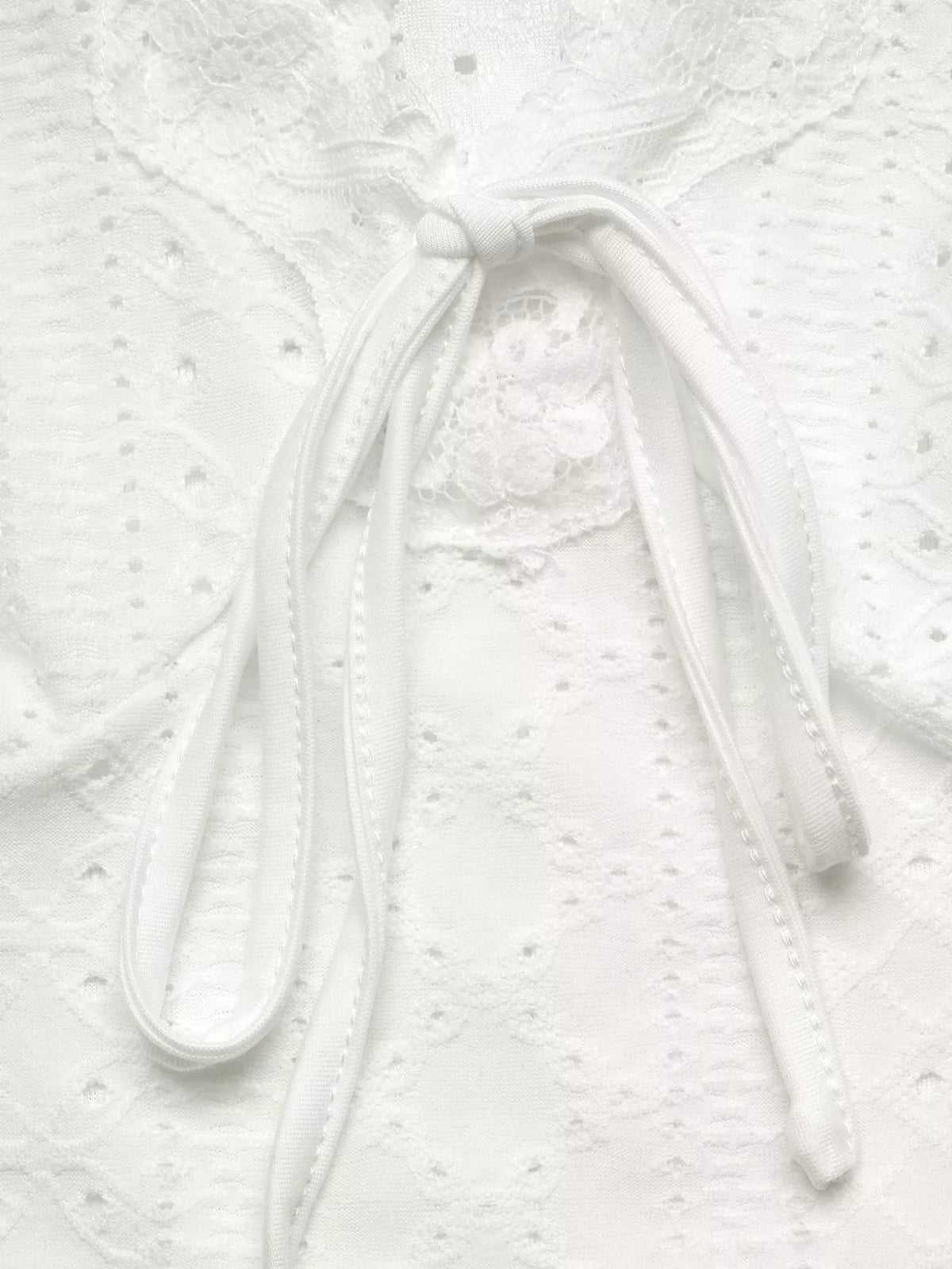 Eyelet V-Neck Long Sleeve T-Shirt Trendsi