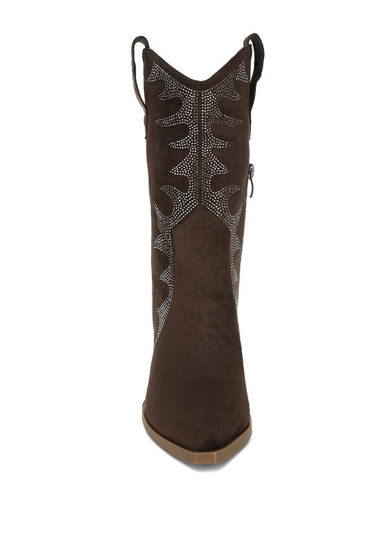 Rambler Rhinestones Embellished Calf Boots Luckygirlsclothingcompany.com