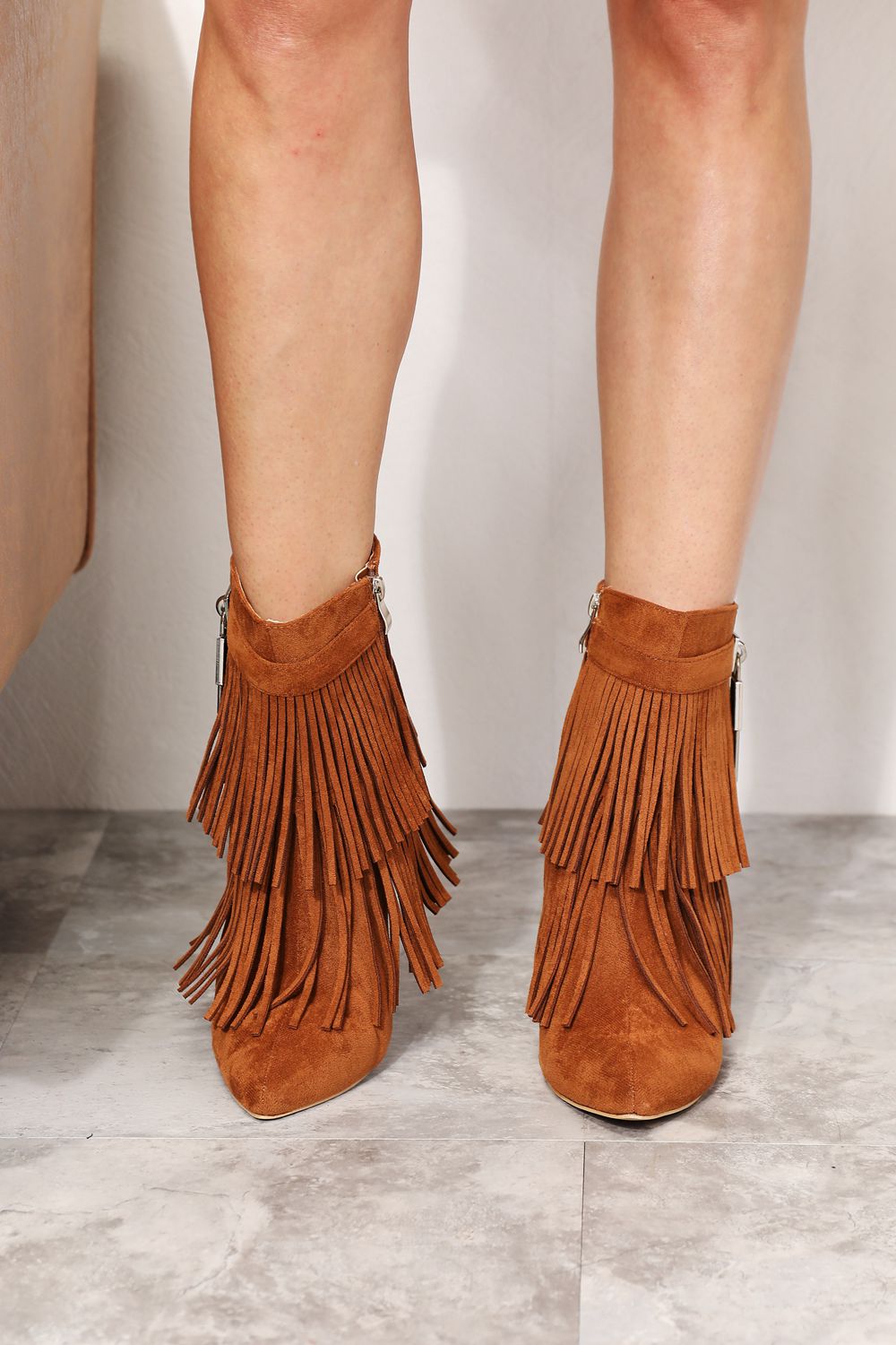 Legend Women's Tassel Wedge Heel Ankle Booties 