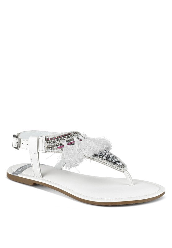 Risha Genuine Leather Tassel Sandals Rag Company