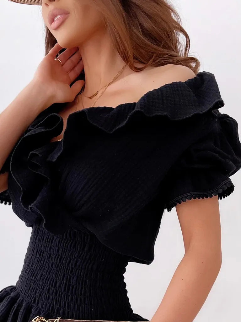 Ruffled Smocked Layered Mini Dress 