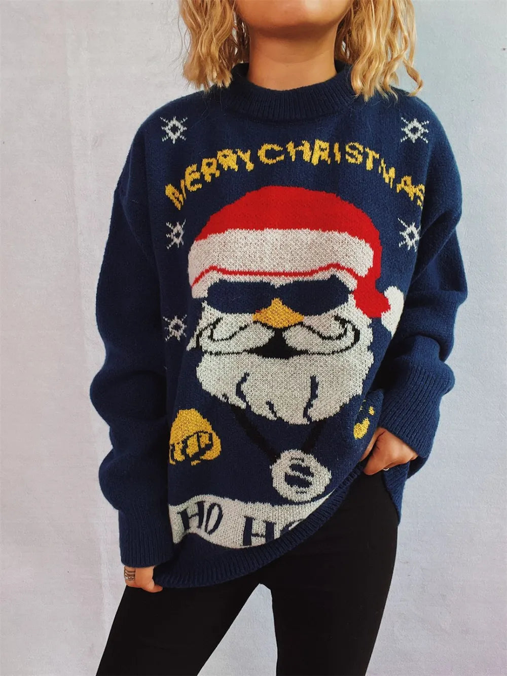 Santa Round Neck Long Sleeve Sweater 