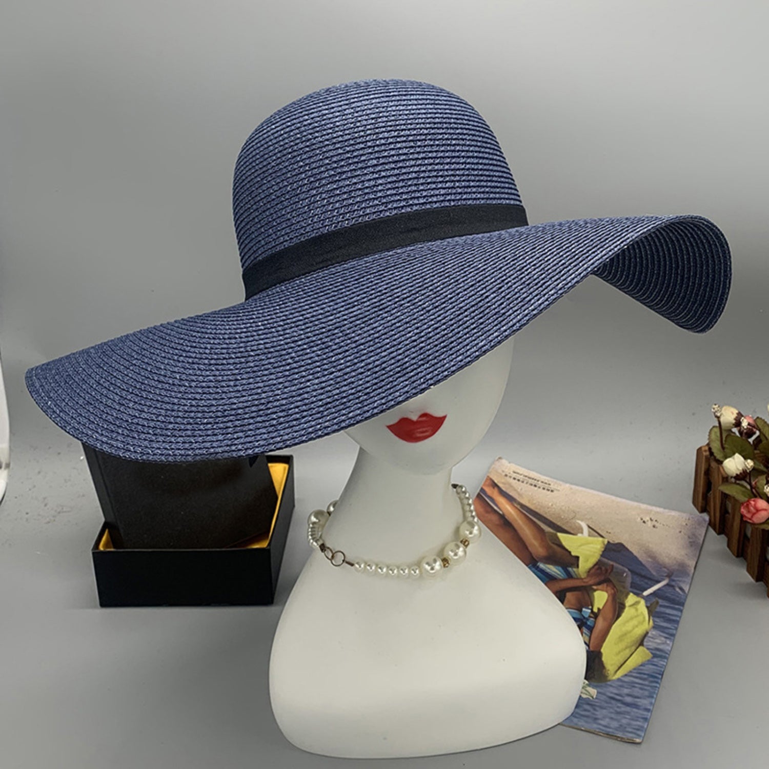 Bow Paper Braided Wide Brim Hat Trendsi