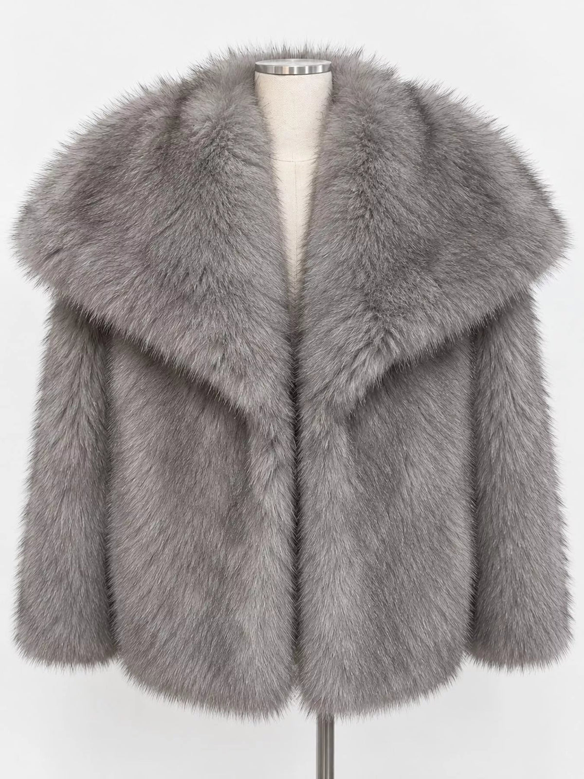 Fox Fur Collar Winter Outerwear Trendsi