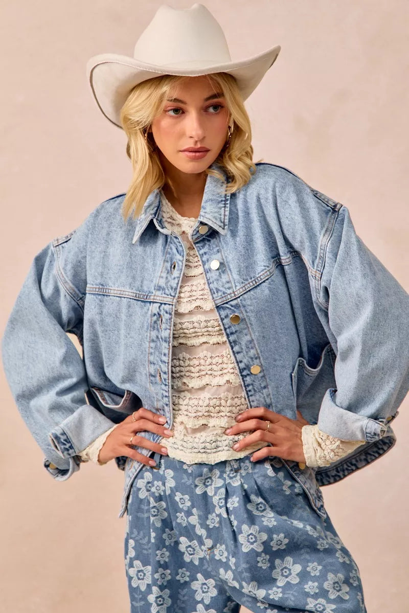 BiBi Ruffles Detail Flower Lace Top Trendsi