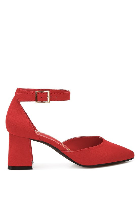 Rozita Microfiber Block Heel Sandals 