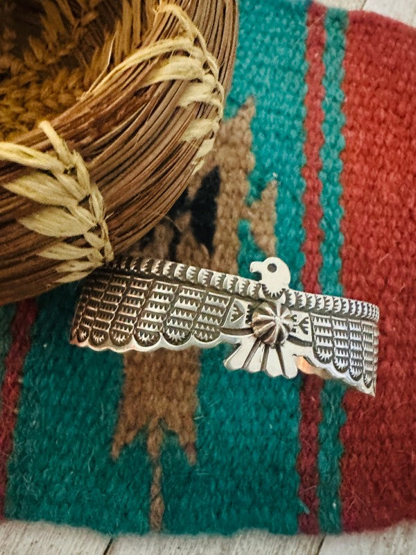 Navajo Hand Stamped Sterling Silver Thunderbird 