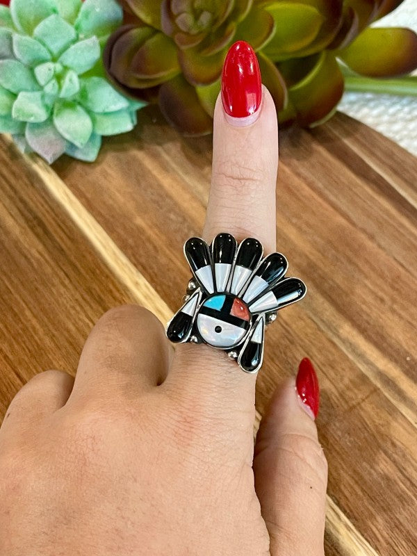 Handmade Multi Stone Southwestern Sunface 