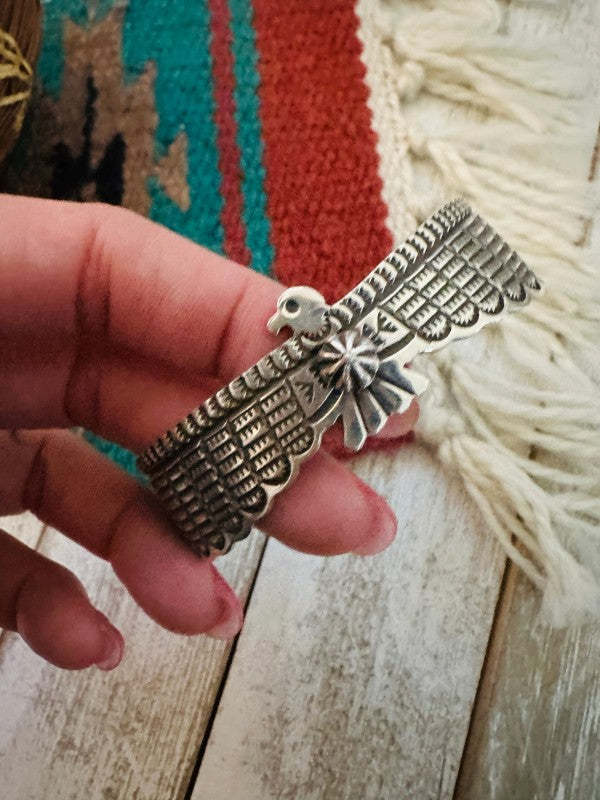Navajo Hand Stamped Sterling Silver Thunderbird 