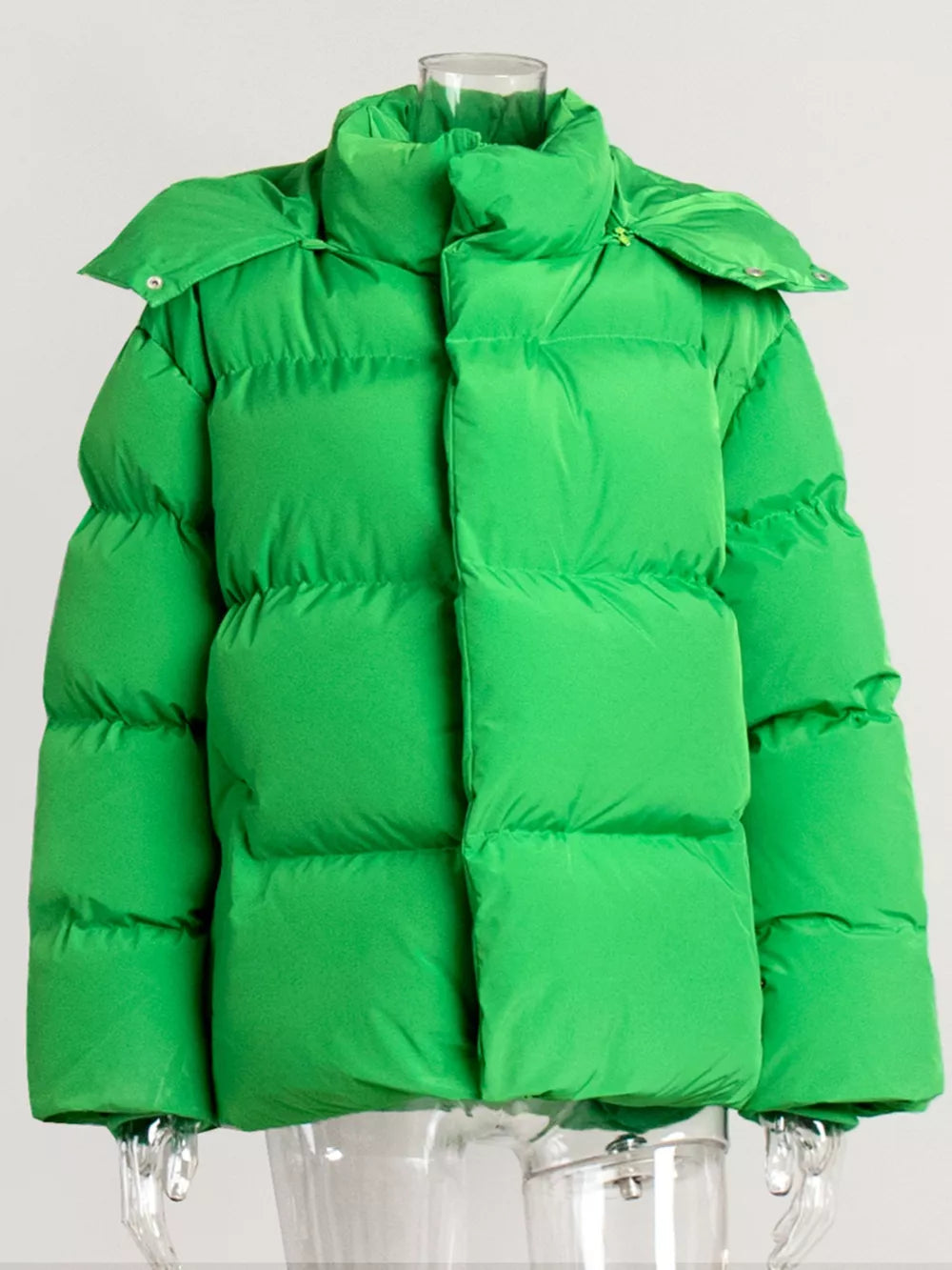 Pocketed Zip Up Hooded Puffer Jacket Trendsi