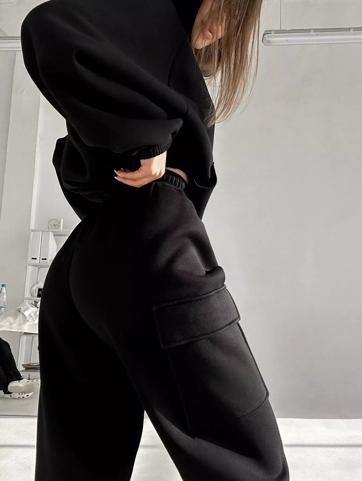 Kangaroo Pocket Hoodie and Joggers Set Trendsi