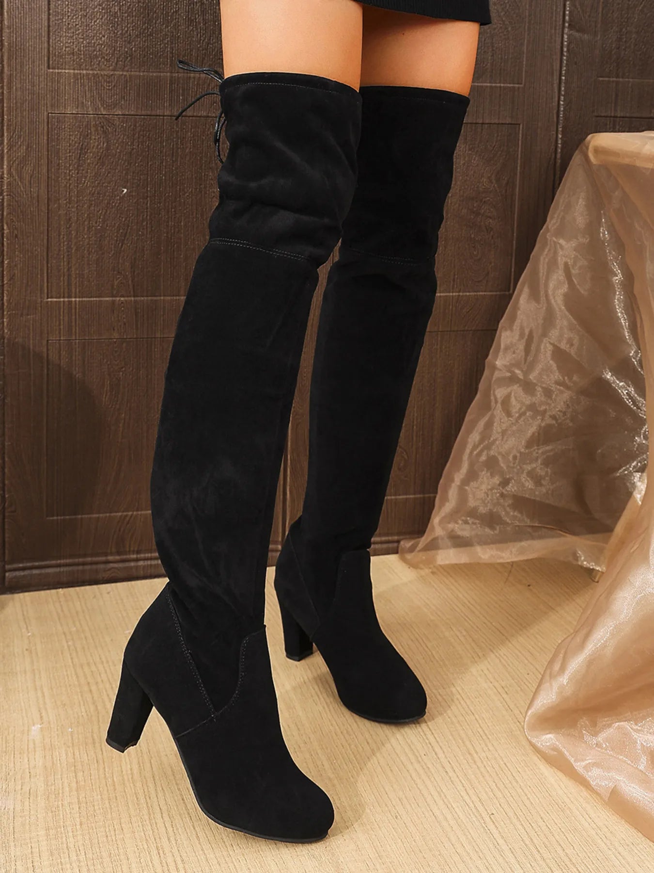 Suede Over-The-Knee High Heel Boots 