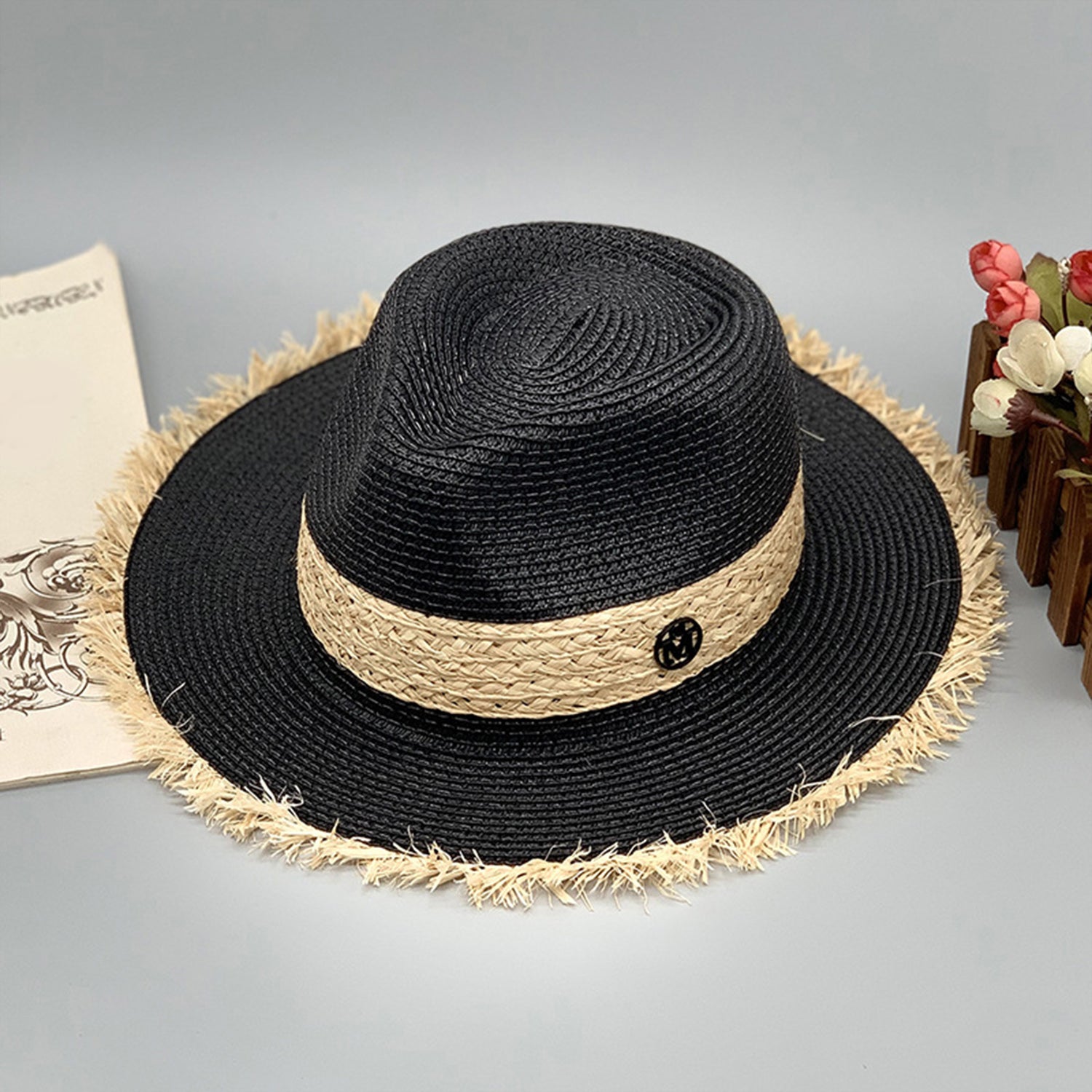 Raw Hem Raffia Hat Trendsi