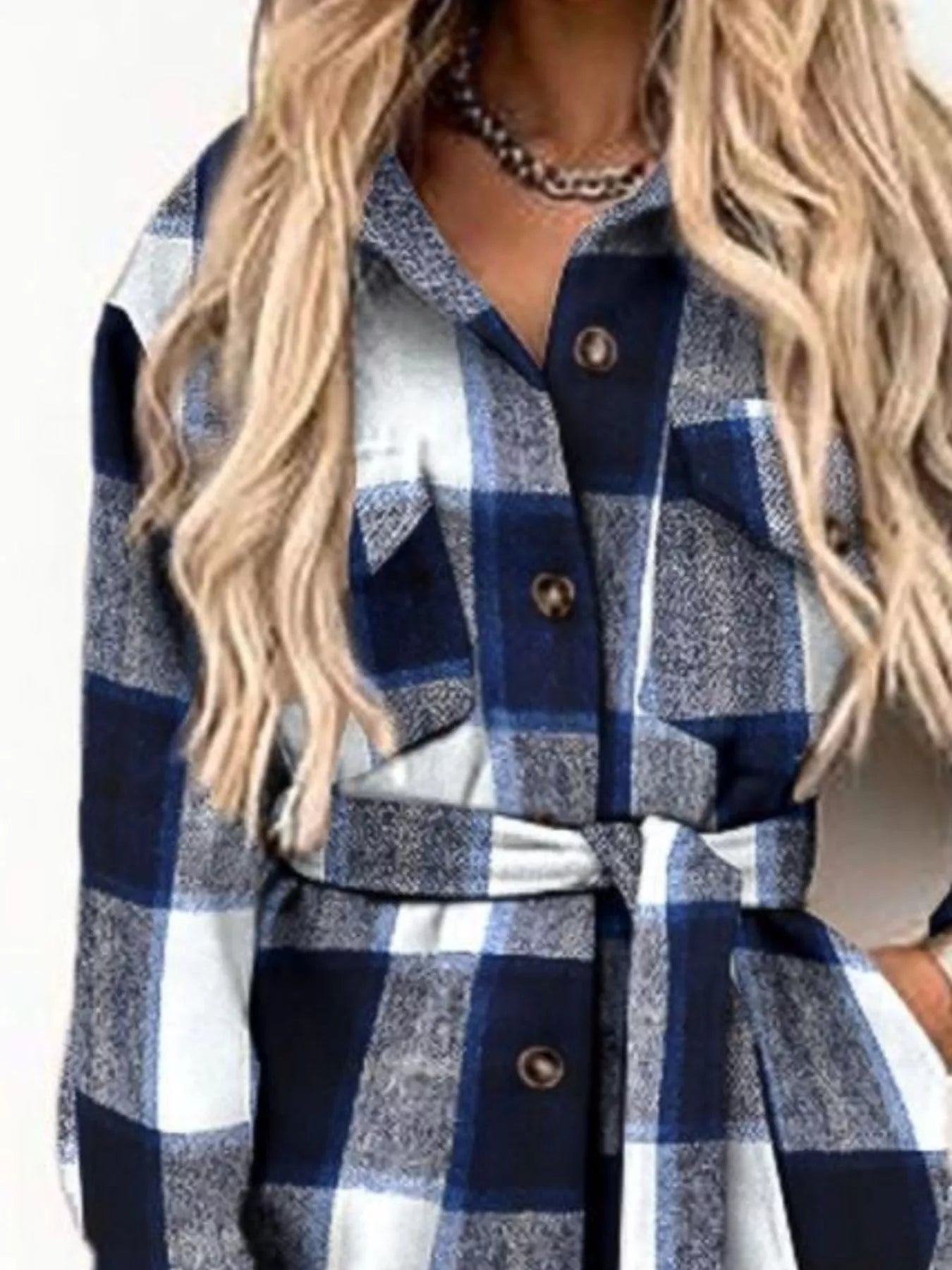 Button Up Long Sleeve Plaid Outerwear Trendsi