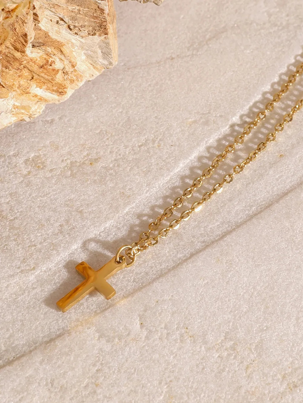 18K Gold-Plated Three-Layered Cross Necklace Trendsi