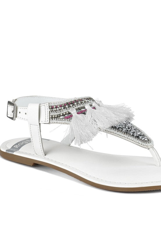 Risha Genuine Leather Tassel Sandals Rag Company