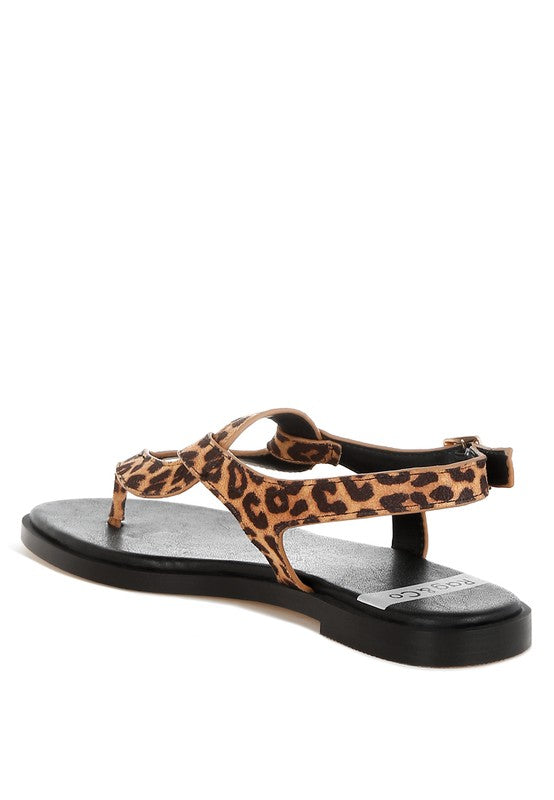 Venusa Leopard Print Buckled Flats 