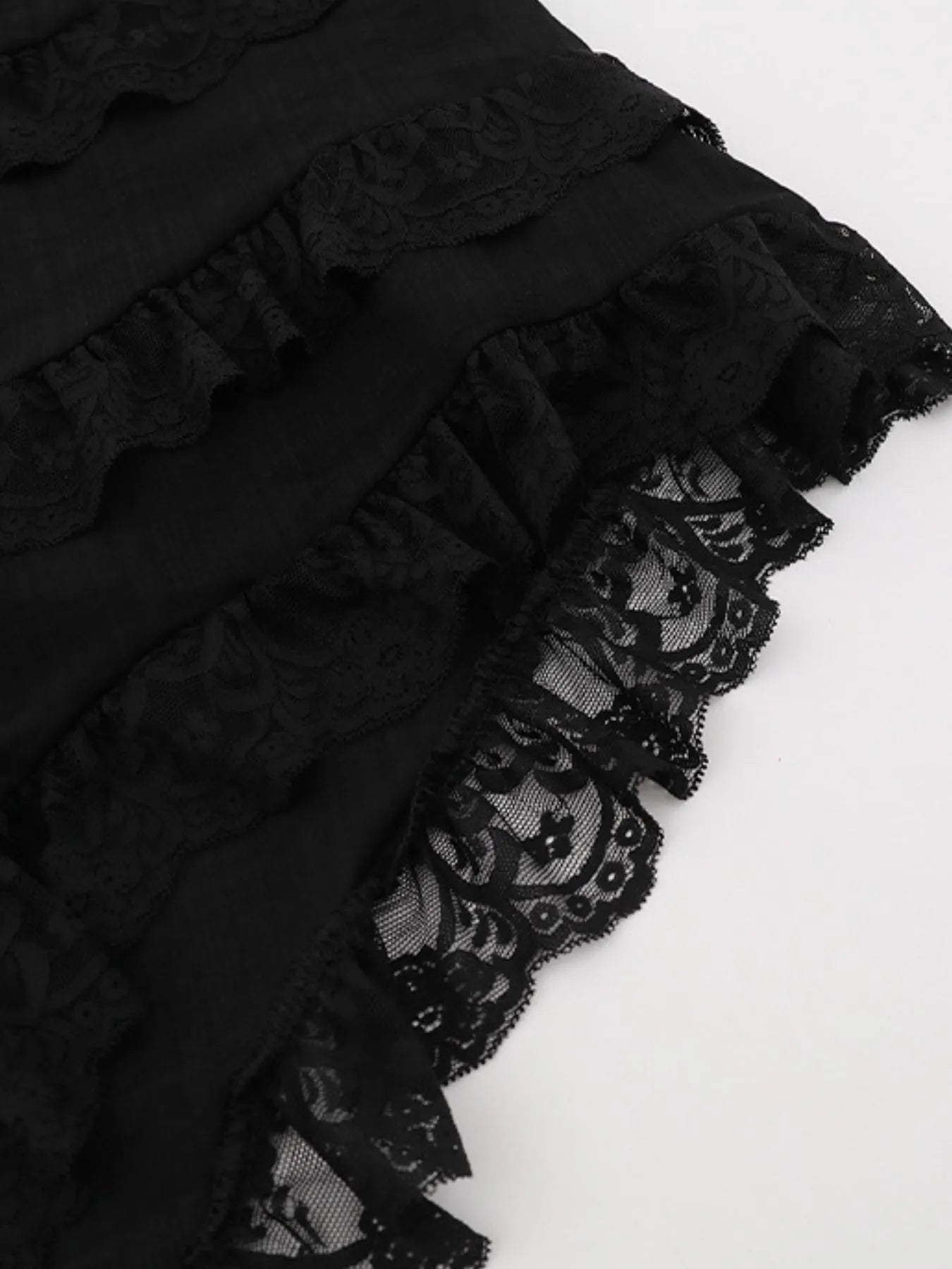 Asymmetrical Lace Ruffle Skirt 