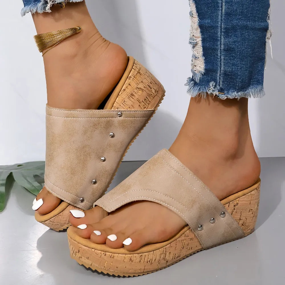 PU Leather Wedge Sandals Trendsi