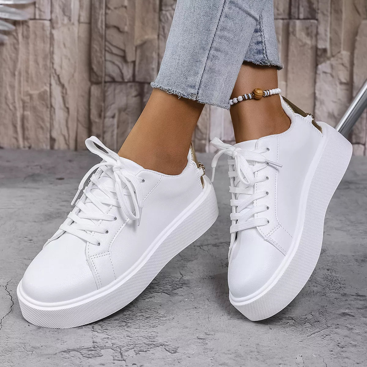 Round Toe Platform Sneakers Trendsi