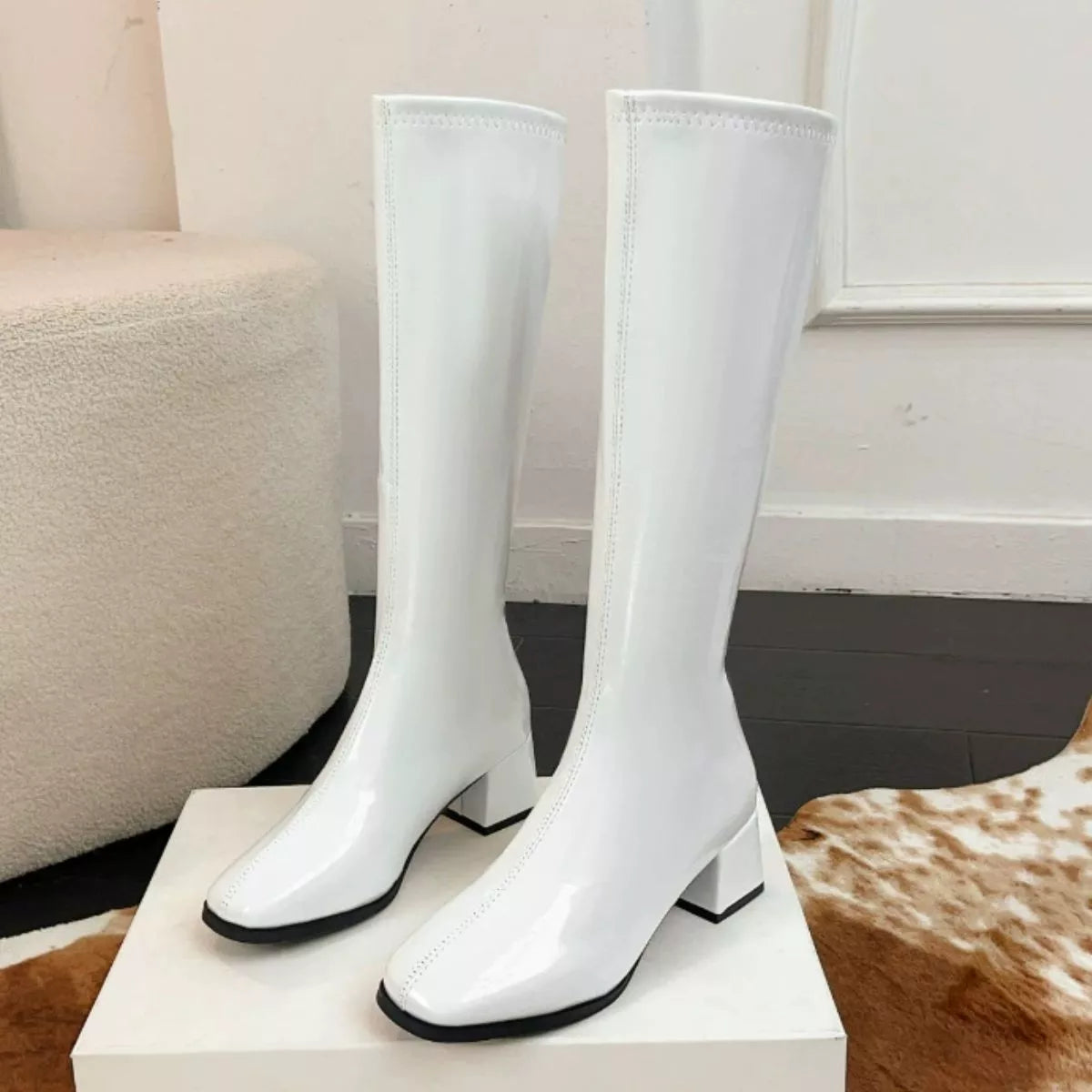 Square Toe Block Heels Boots Trendsi