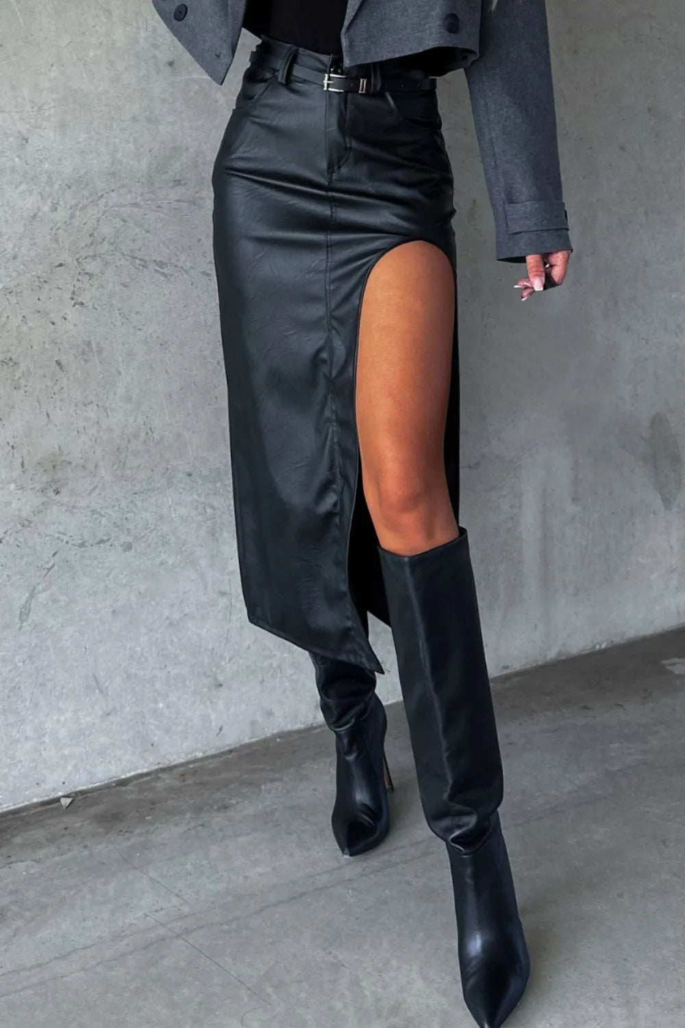 Slit Midi Skirt with Pockets Trendsi