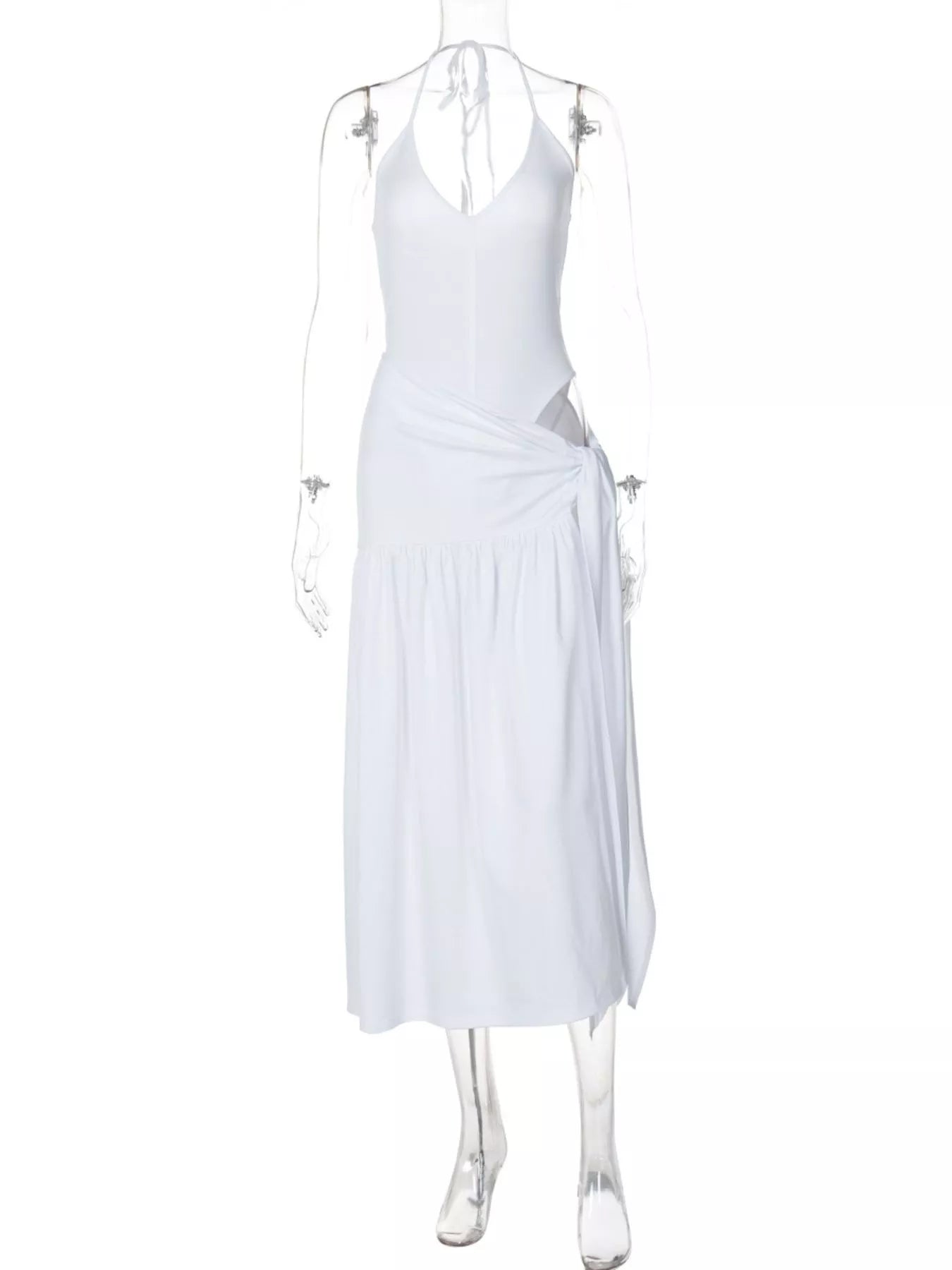 Halter Neck Ruched Bodysuit and Maxi Skirt Set Trendsi