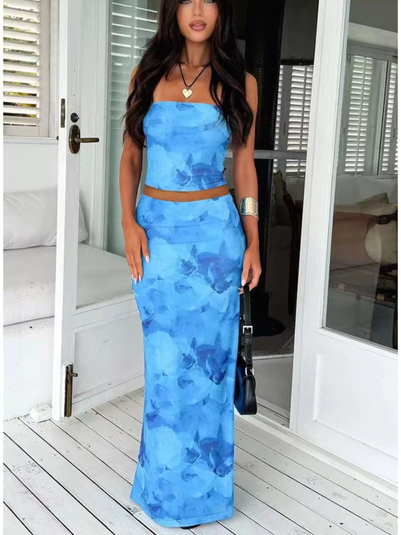 Printed Tube Top and Skirt Set Luckygirlsclothingcompany.com