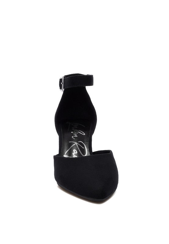 Rozita Microfiber Block Heel Sandals 