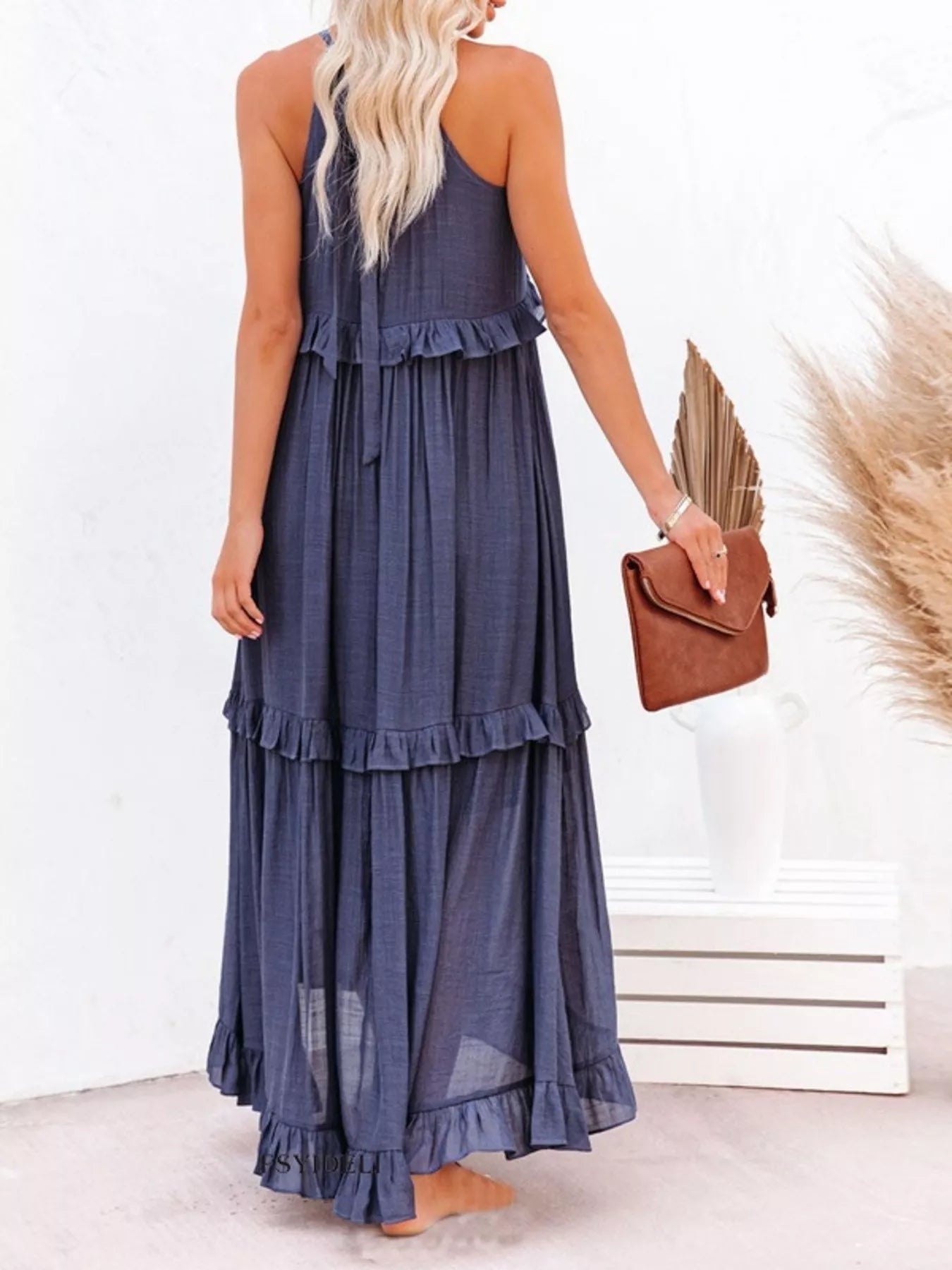 Ruffled Tiered Sleeveless Maxi Dress 