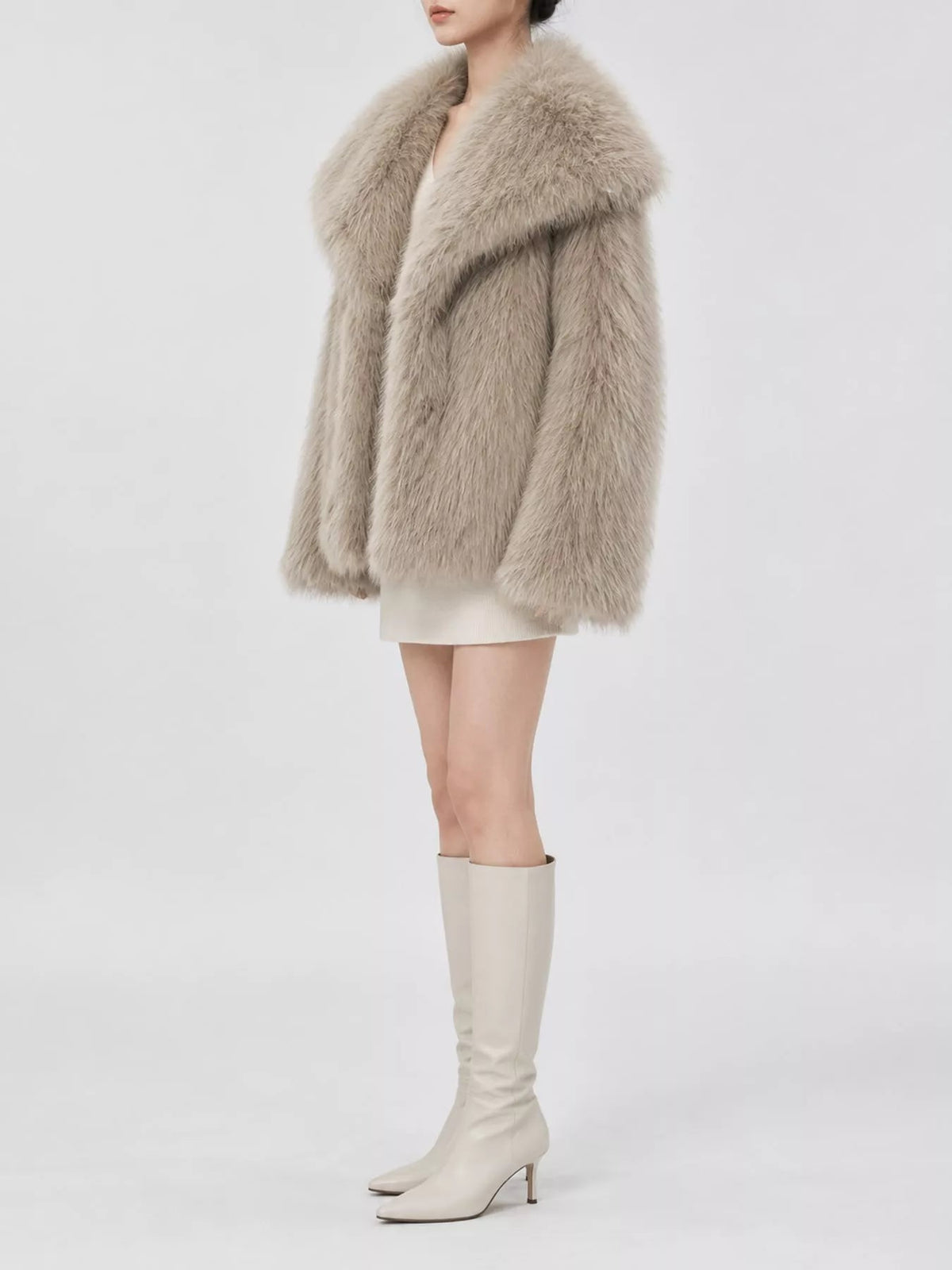 Fox Fur Collar Winter Outerwear Trendsi