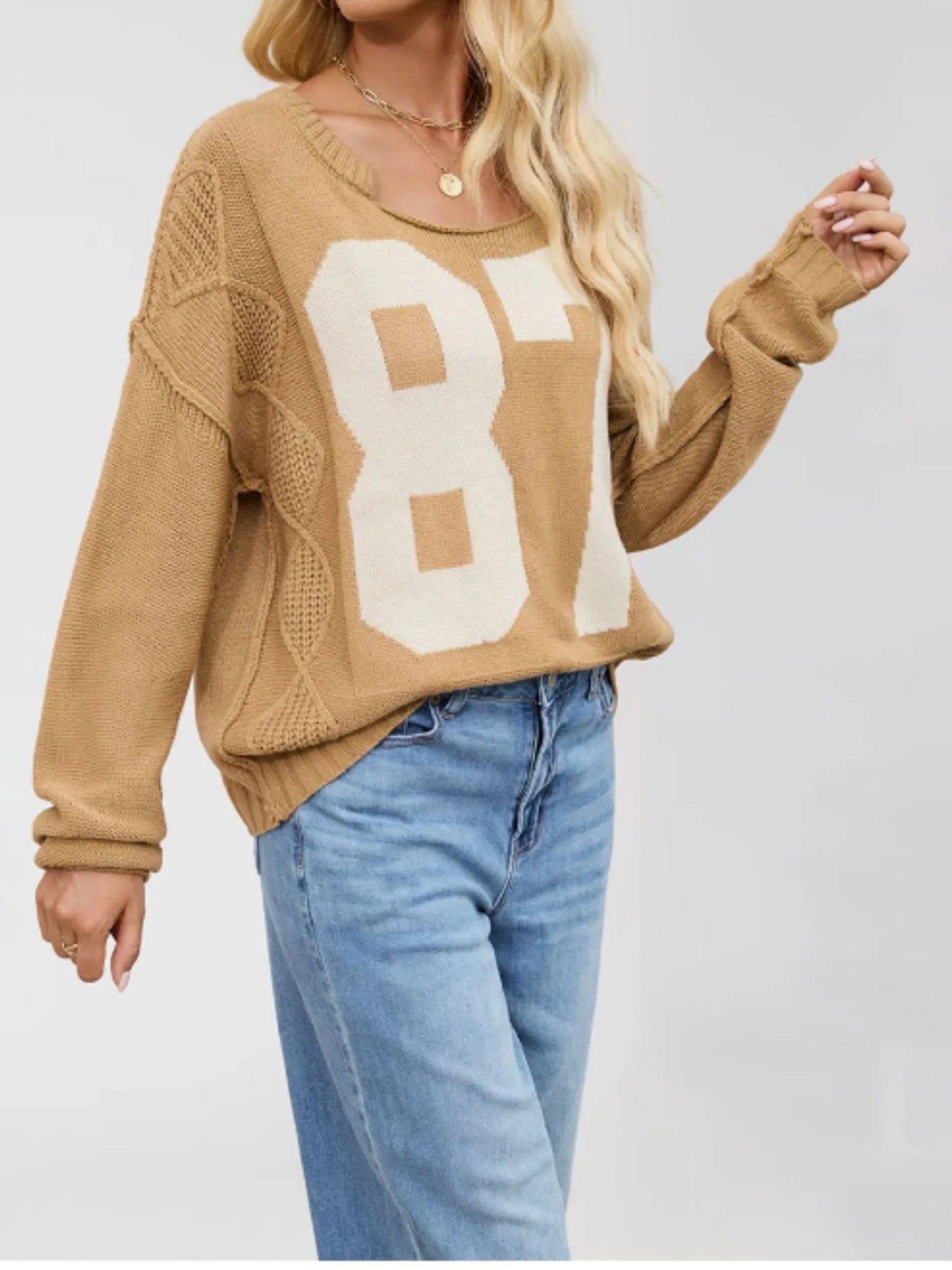 Number 81 Oversized Cable Knit Sweater 