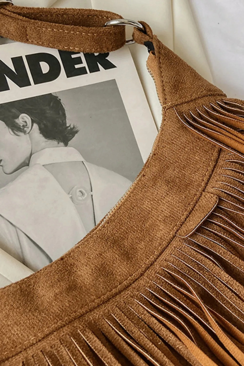 Suede Fringe Adjustable Strap Shoulder Bag 
