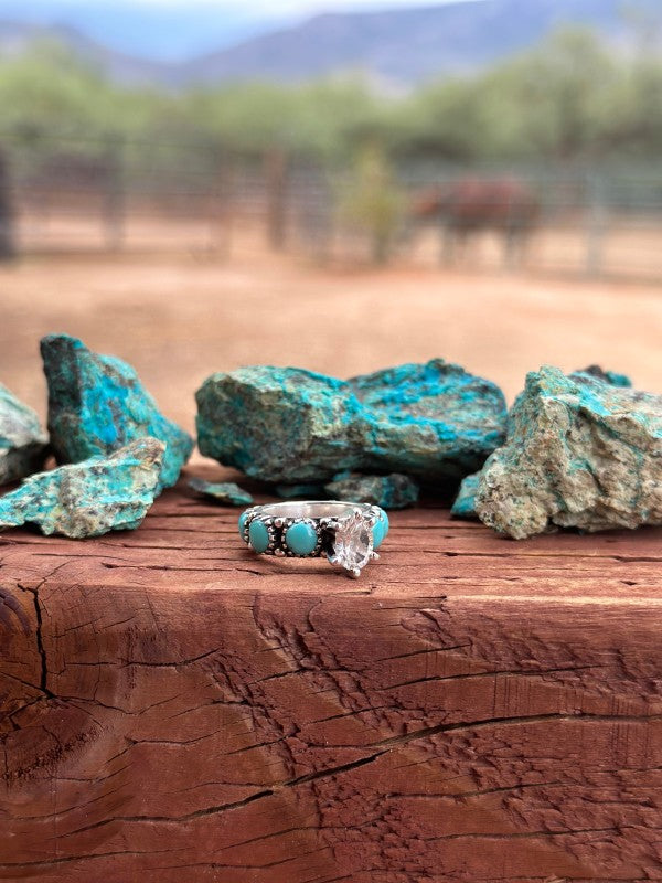Kingman Turquoise & White Topaz Sterling Silver Fo Nizhoni Traders LLC