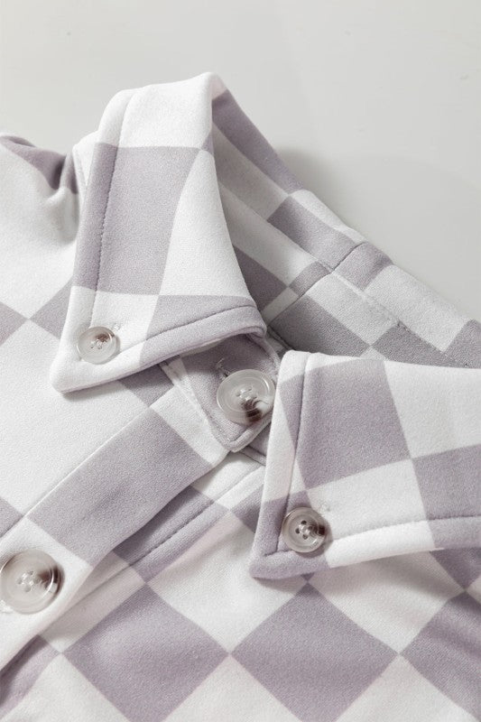 Checker Flap Pocket Button Front Shacket 