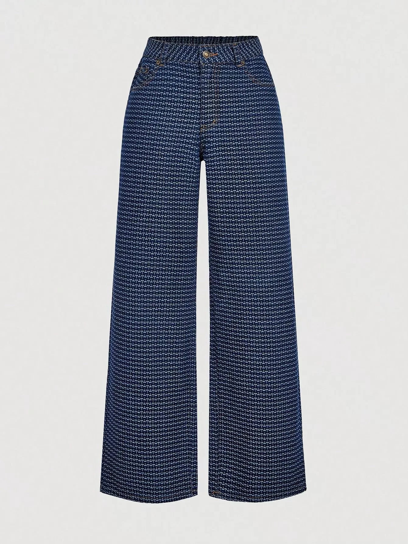 Halter Neck Denim Vest and Wide-Leg Jeans Set Trendsi