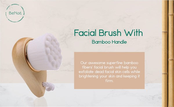 Facial Brush with Bamboo Handle 