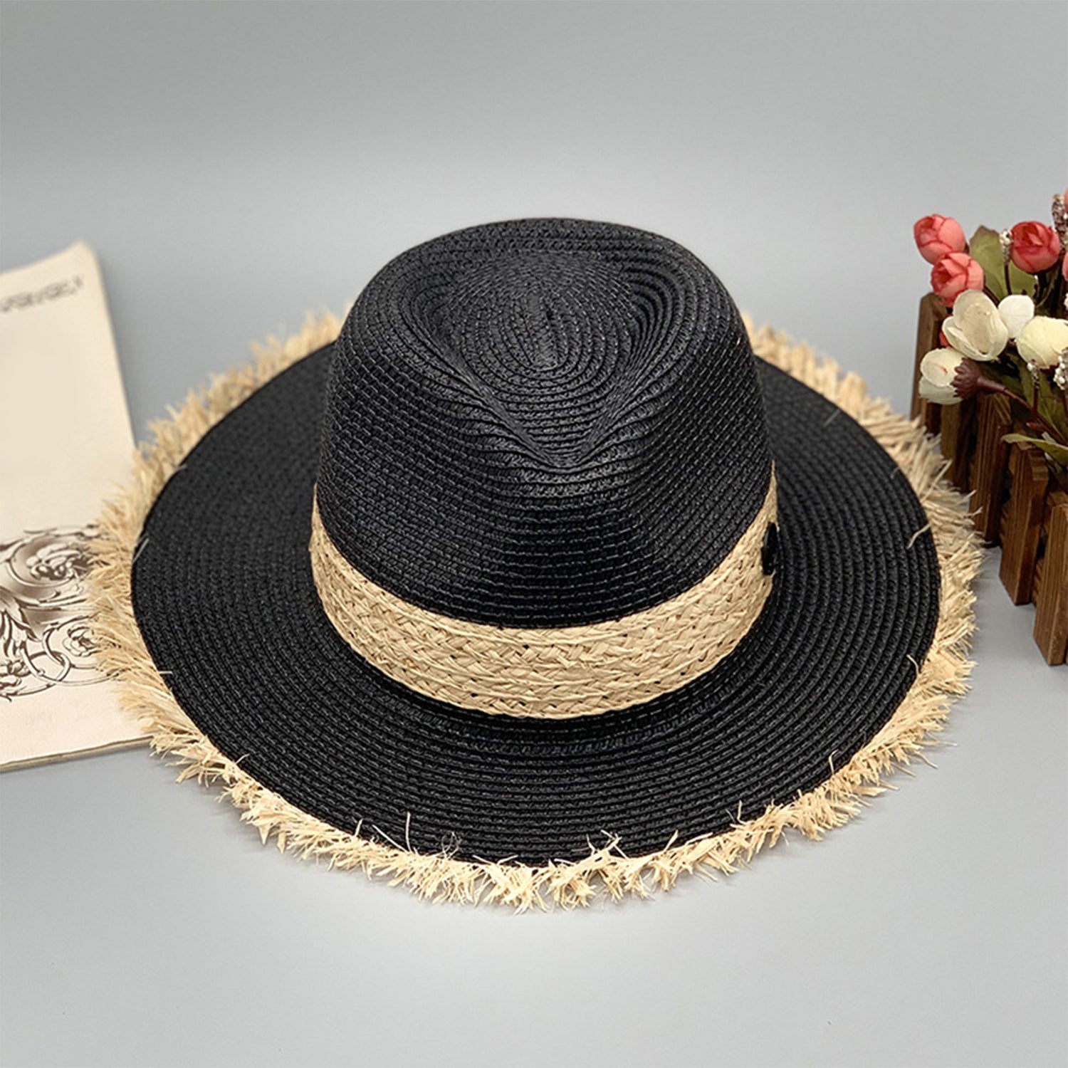 Raw Hem Raffia Hat Trendsi