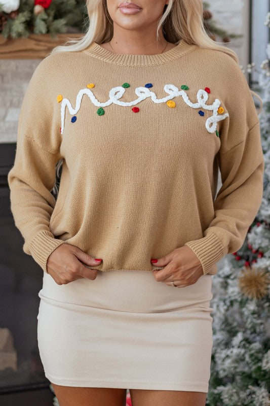 Christmas Merry Dot Dolman Sleeve Sweater JUNIPER BLVD