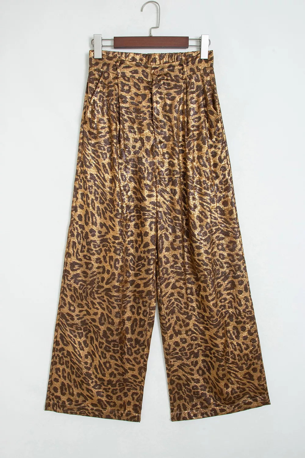 Multicolour Leopard Print Western Style Wide Leg Full Length Pants Trendsi