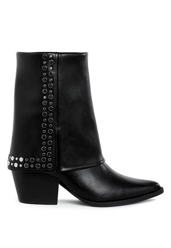 Mariachi Stud Embellished Foldover Boots 