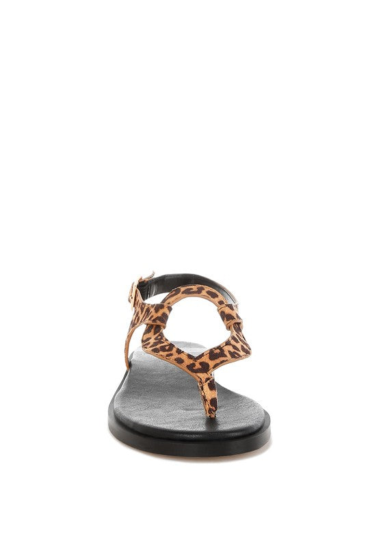 Venusa Leopard Print Buckled Flats 