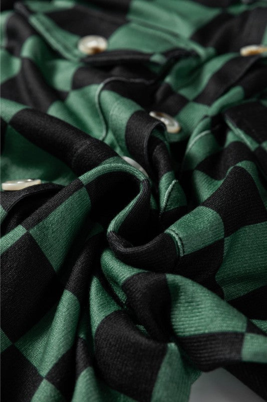 Checker Flap Pocket Button Front Shacket 