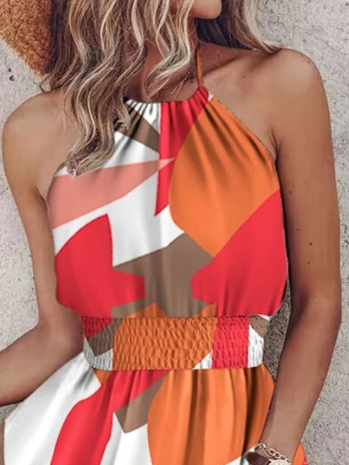 Paisley Print Halter Neck Mini Dress Trendsi