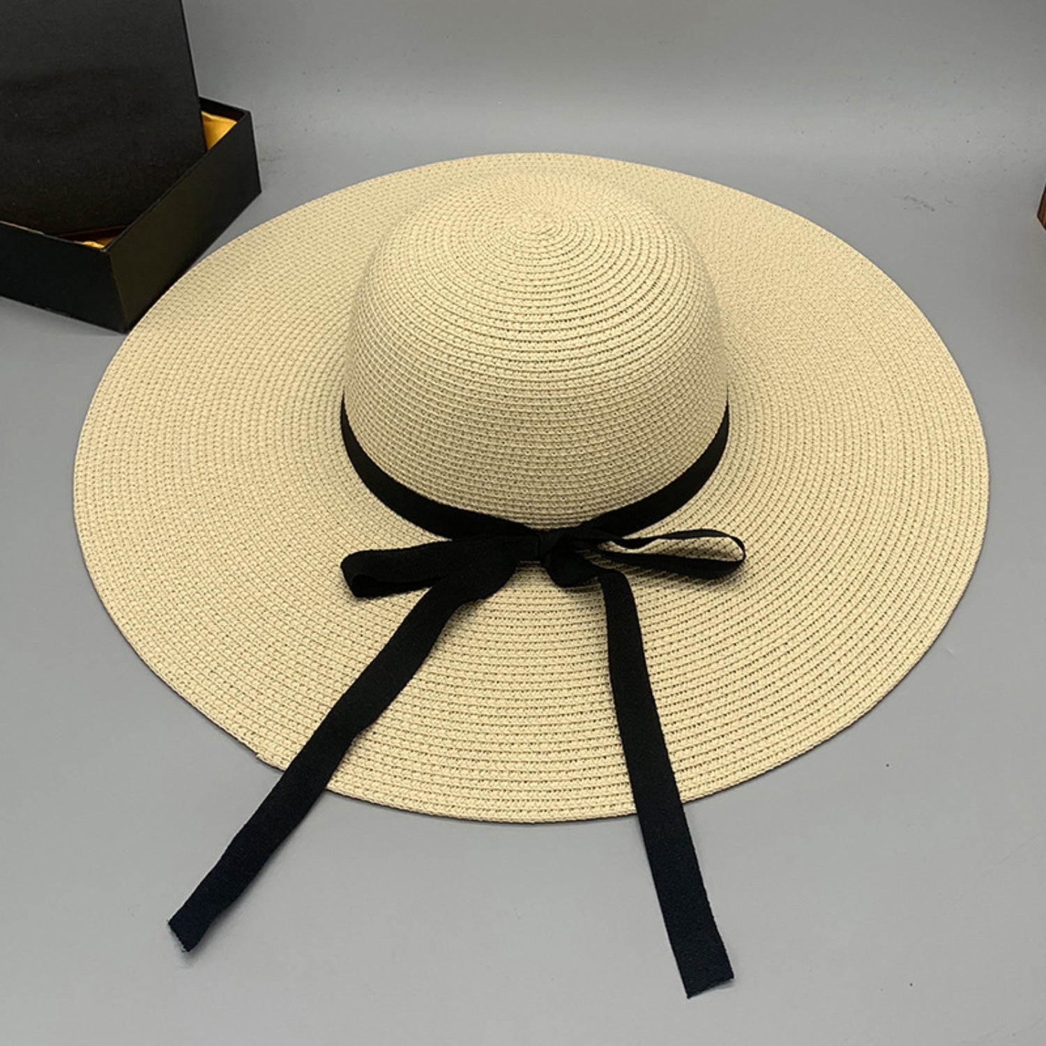 Bow Paper Braided Wide Brim Hat Trendsi