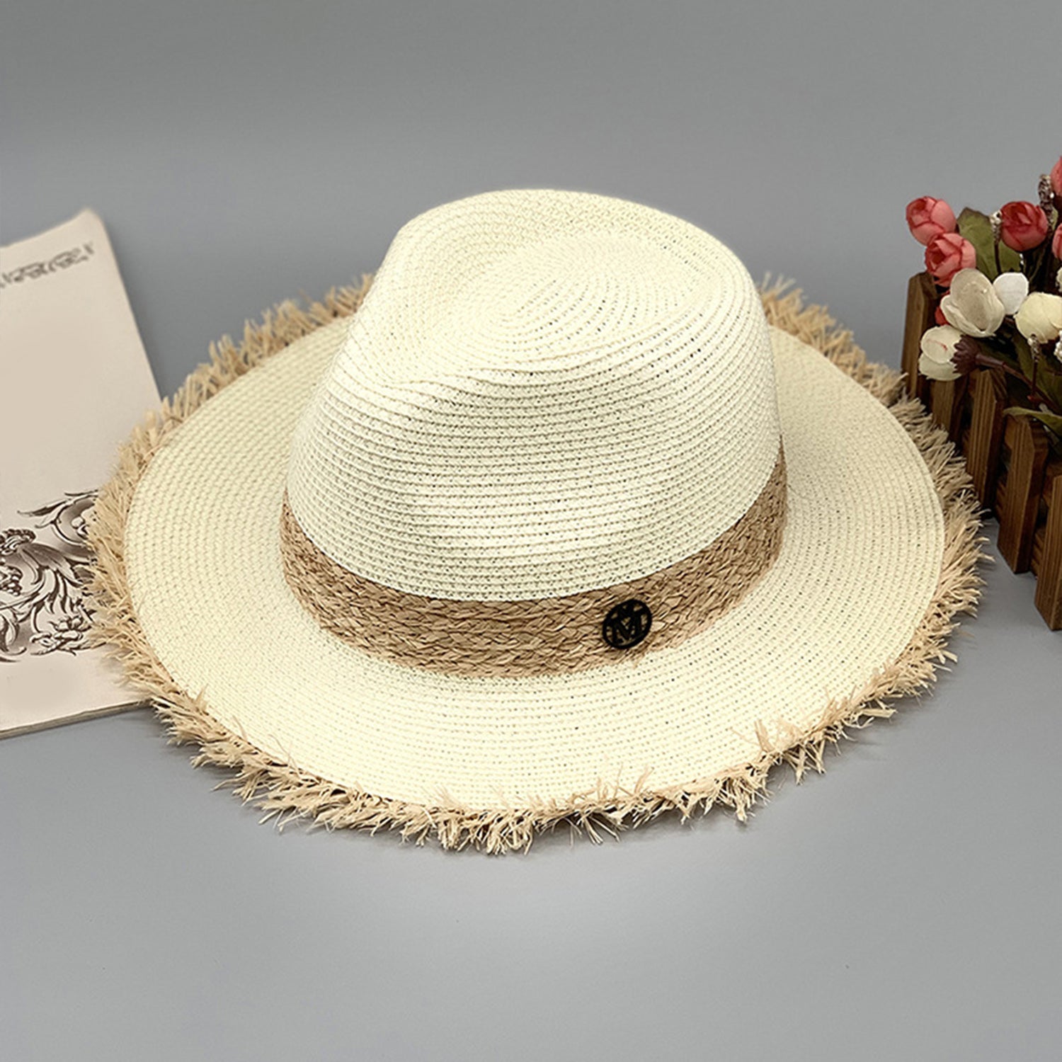 Raw Hem Raffia Hat Trendsi