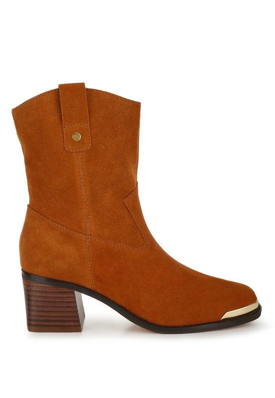 Emberly Suede Square Toe Ankle Boots 