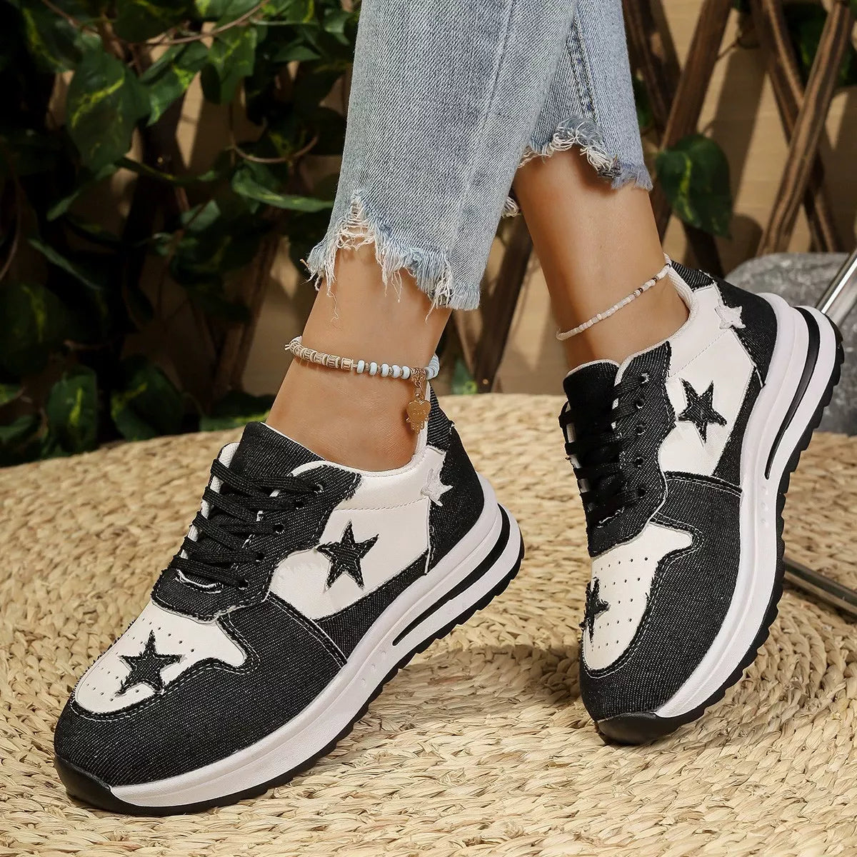 Star Lace Up Sneakers 
